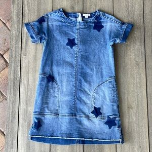 Crewcuts denim dress with stars Girls size 7 JCrew